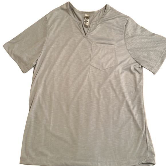 Go Couture Men’s Notched Collar Short Sleeve Pocket Tee Cotton Blend Sz XL Grey - Picture 4 of 7